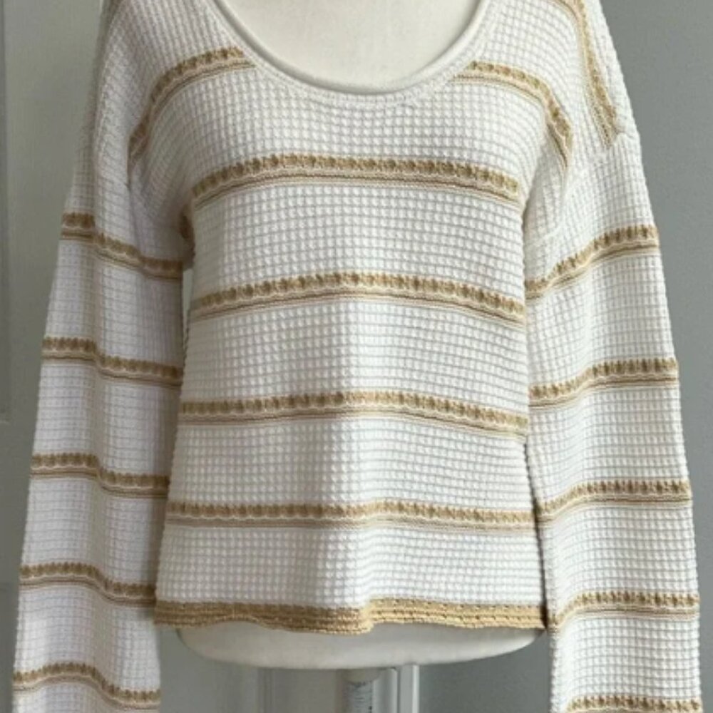 Lucky Brand Camel/White Oversized Sweater Size M